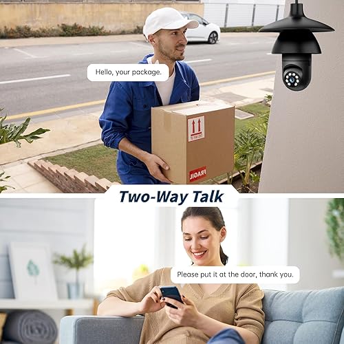 Miniatura 4 de Cámara de seguridad con bombilla de 2K, 2.45GHz, Wi-Fi 6, cámaras de seguridad inalámbricas para exteriores, cámaras PTZ de 360 para seguridad en el