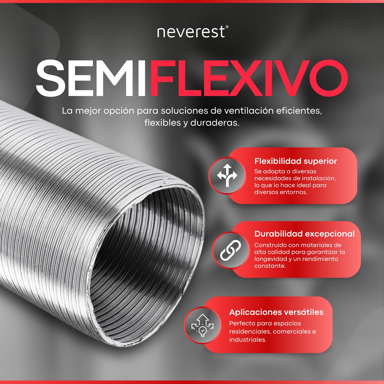 neverest® Semiflex 200 - Conducto Flexible de Aluminio Ventilación Tubo