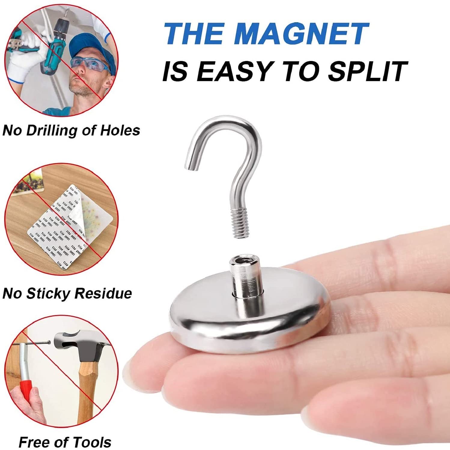 LOVIMAG Strong Magnetic Hooks, 100 lb Magnetic Hooks Heavy Duty for Hanging, Cruise, Grill, Fridge, Kitchen, Office, Workplace- 4pack