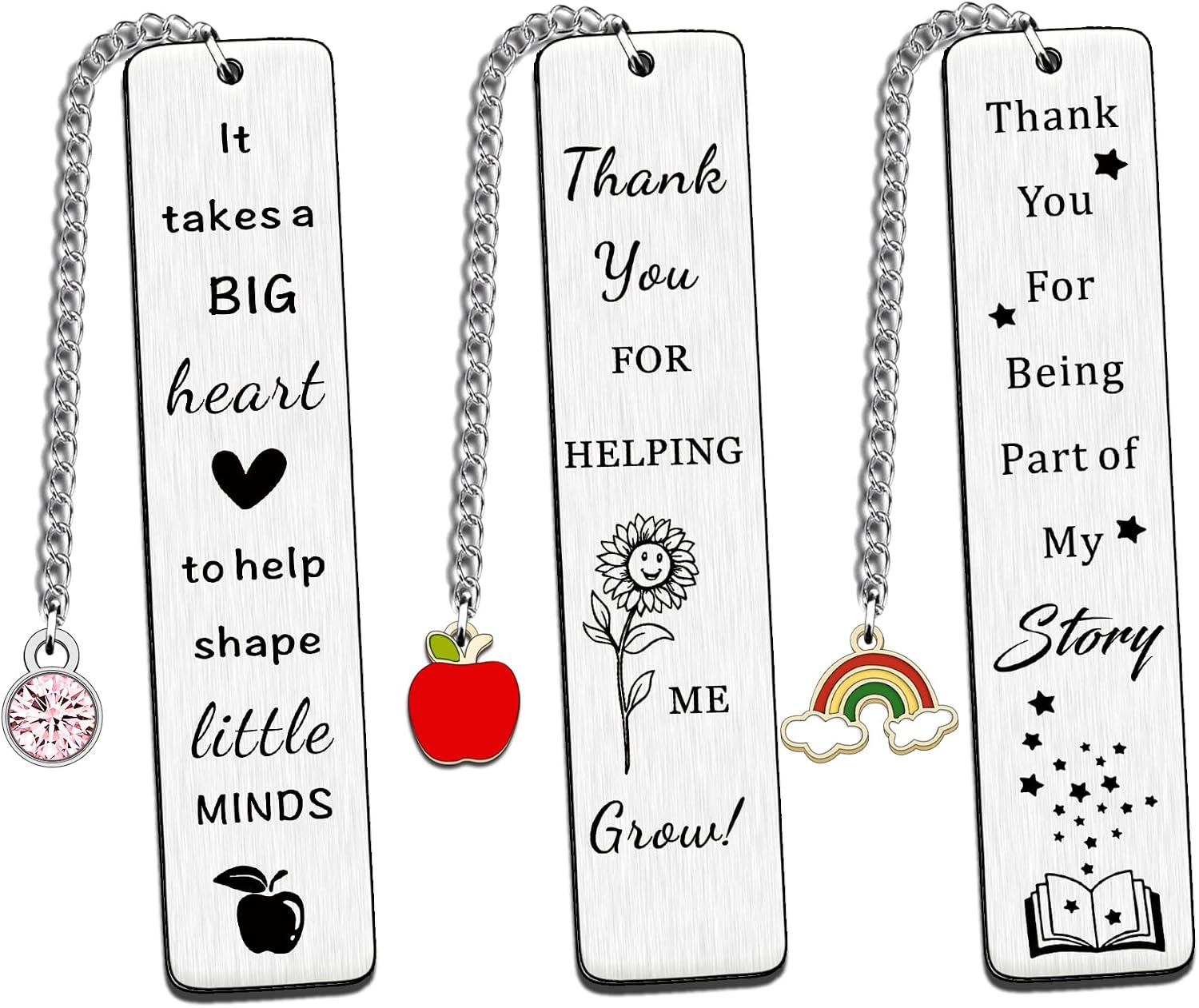 HULALA 3 PCS Thank You Teacher Bookmark Gifts for Women Men Appreciation Gifts for Teacher Leaving End of Term Retirement Christmas Birthday