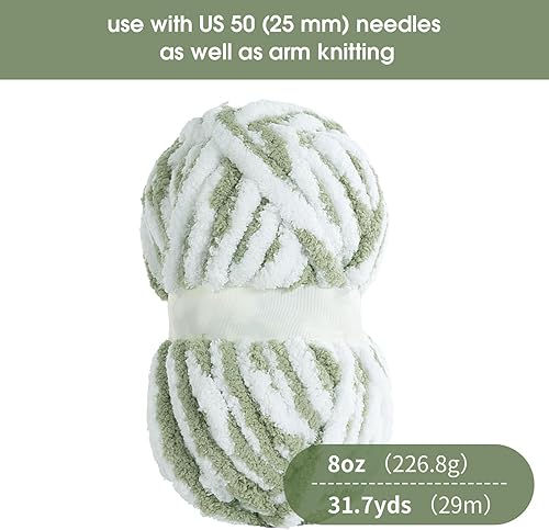 Miniatura 2 de HOMBYS Hilo de felpilla grueso para tejer a mano, hilo voluminoso grande, hilo grueso para tejer, hilo grande suave y ligero, hilo gigante para