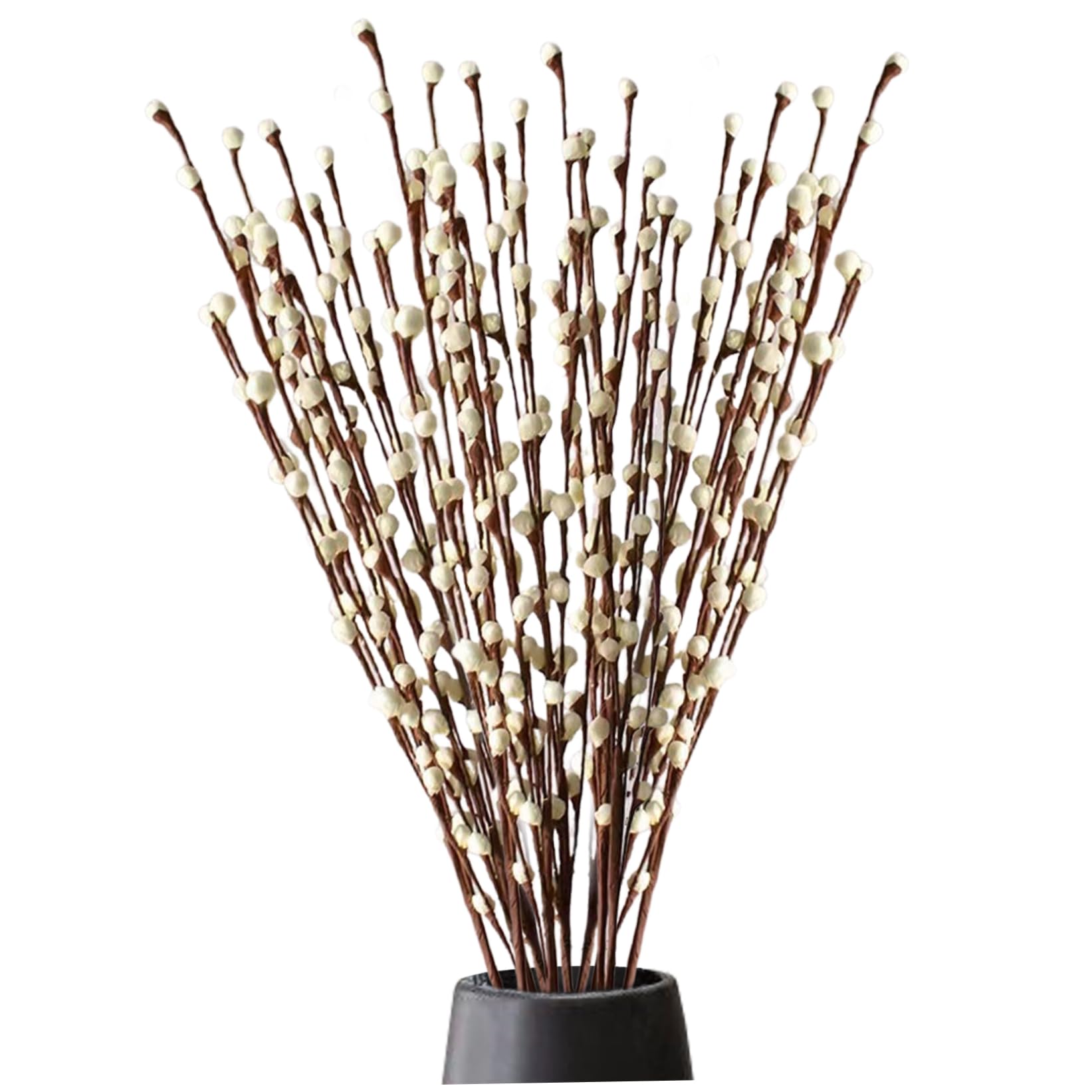 Lawnrden Pussy Willow Branches for Vases|Pussy Willow Branches for Vases, 14PCS/Bunch 33 Inchg Long Stem, Reusable Artificial with White Flowers for Wedding Home Office Table