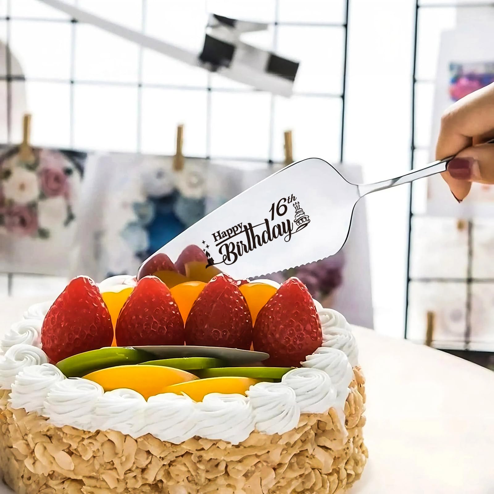 Juego de utensilios personalizados de acero inoxidable grabado con láser para fiesta de cumpleaños, servidor de pasteles, cuchara y tenedor para hijo, hija, sobrino, sobrina