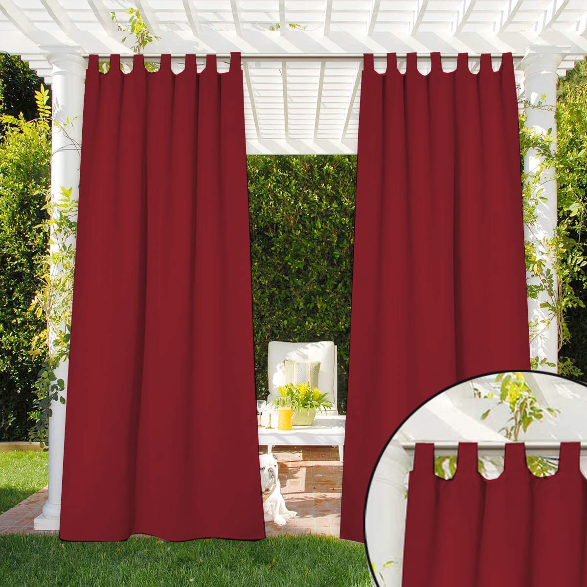 Duronet - Waterproof & Sun Blockage Outdoor & Indoor Deorative Semi Blackout Windproof Loop Curtains (Wine, 4.5 X 7 Feet, Polyester), Pack of 2-image-15