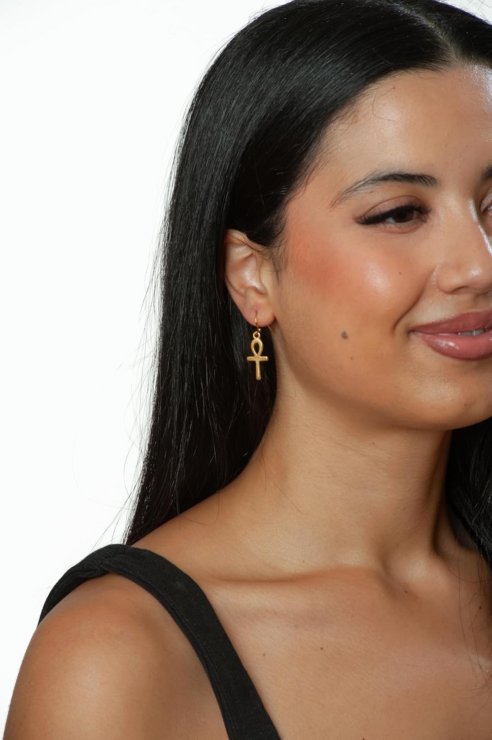 Egyptian Ankh Earrings - Gold Finish - Made in the USA - Image 3