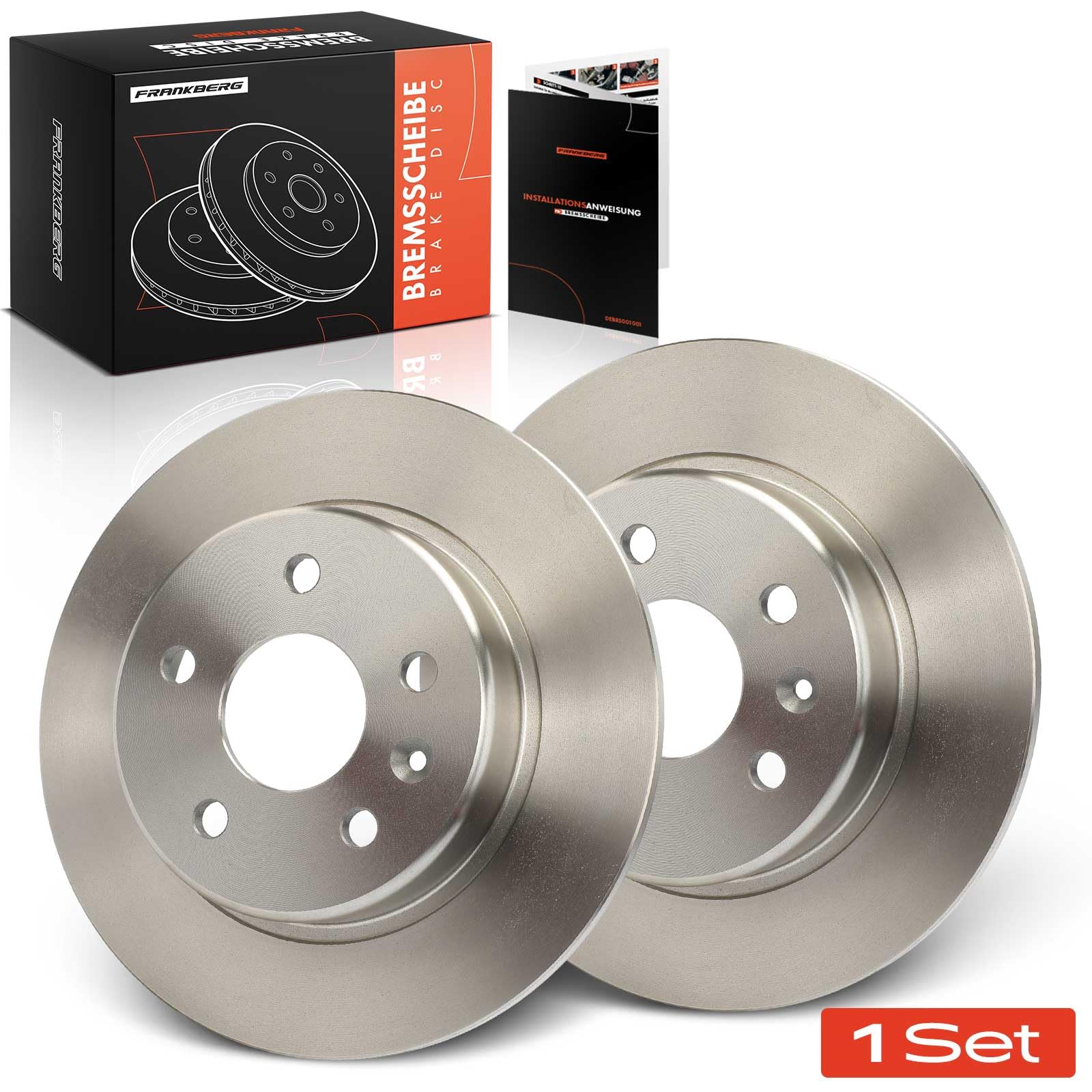 Frankberg 2 x tarcze hamulcowe tylne pełne Ø 264 mm 13514612 13509119 | Kompatybilny z Ampera-E F17, Astra K Kasten/Hatchback, Astra K Sports Tourer B16, Astra K Kasten/Kombi, Astra K B16