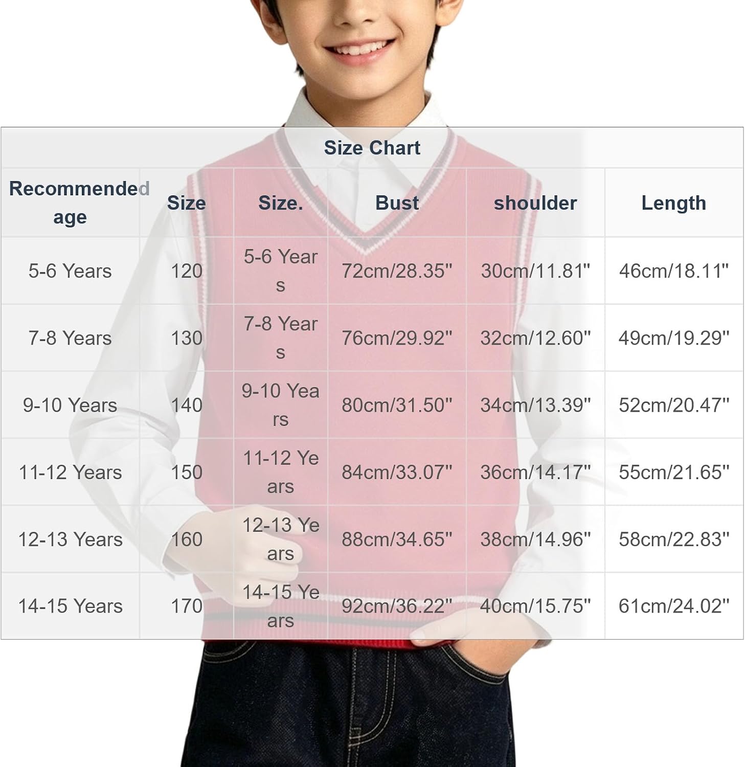 Oplxuo Boys Girls V Neck Knit Sweater Vest Striped Trim Sleeveless Pullover