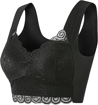 Women Lace Wireless Full Coverage Everyday Push Up Bra Mastectomy Bralettes