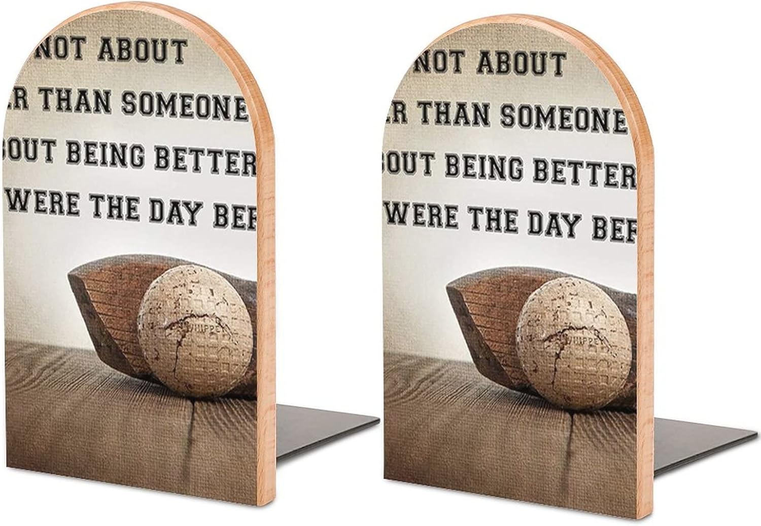 2 PCS Wood Bookends Set, Golf IT’S NOT About Being Better