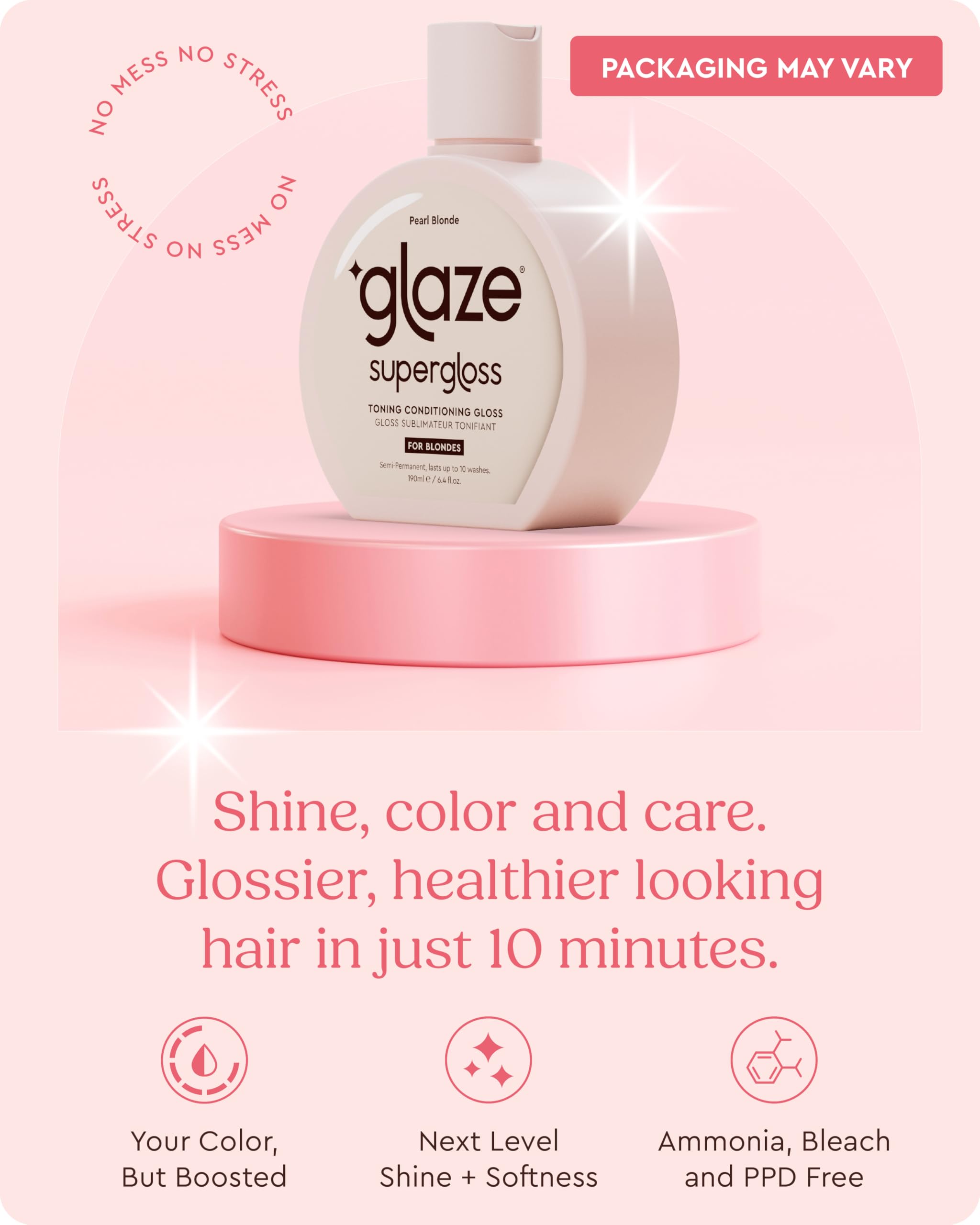 Glaze Super Colour Conditioning Gloss 190ml (2-3 Hair Treatments) Award Winning Hair Gloss Treatment & Semi-Permanent Hair Dye. No mix, no mess hair mask colourant - guaranteed results in 10 minutes