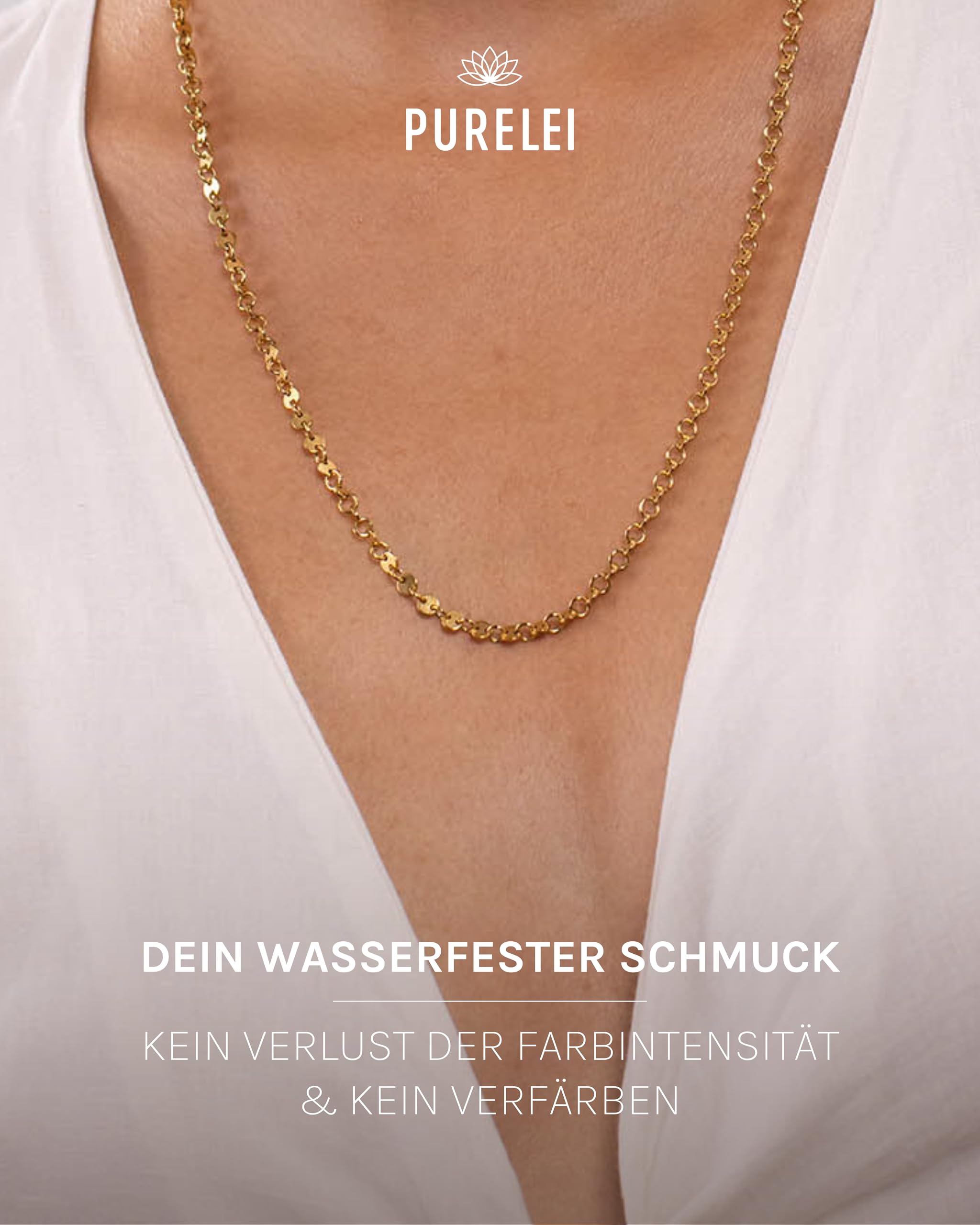 Purelei Pure Kette Damen – Halskette Damen aus langlebigem Edelstahl – Wasserfeste Kette – max. 60 cm Länge verstellbar – Halskette für deinen individuellen Look