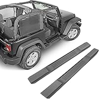 Vista 1 de Estribos compatibles con Jeep Wrangler JK Unlimited 2007-2018 de 2 puertas, barras Nerf con escalón lateral negro