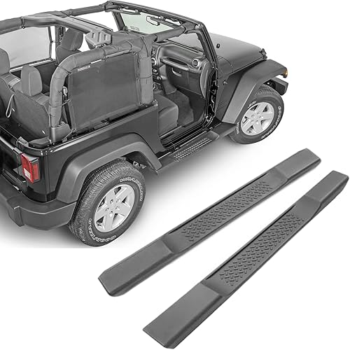 Estribos compatibles con Jeep Wrangler JK Unlimited 2007-2018 de 2 puertas, barras Nerf con escalón lateral negro