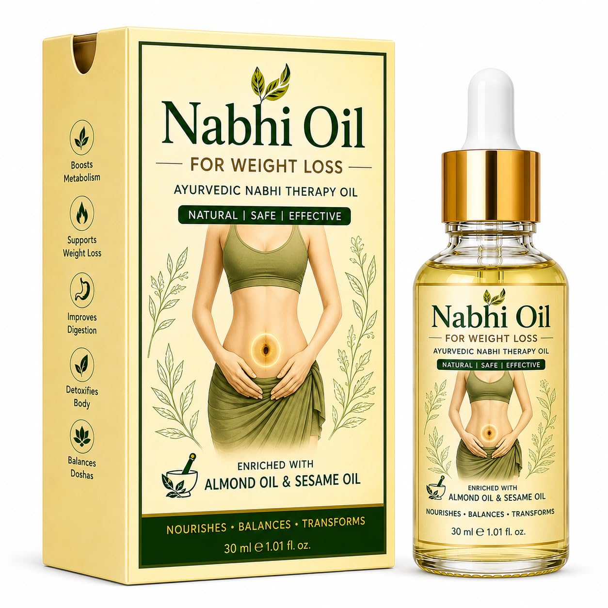 Nabhi Oil Ayurvedic for Weight Loss, Belly Button Oil for Fat Burn, Waist Slim, Body Detox, Reduce Cellulite, for Women & Men, Navel Oil for Fat Burning, 30ml-image-11