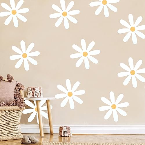 Miniatura 4 de Calcomanías de pared de margaritas de vinilo de flores  Calcomanías de margaritas blancas para niños cuarto de bebé arte de pared dormitorio sala de