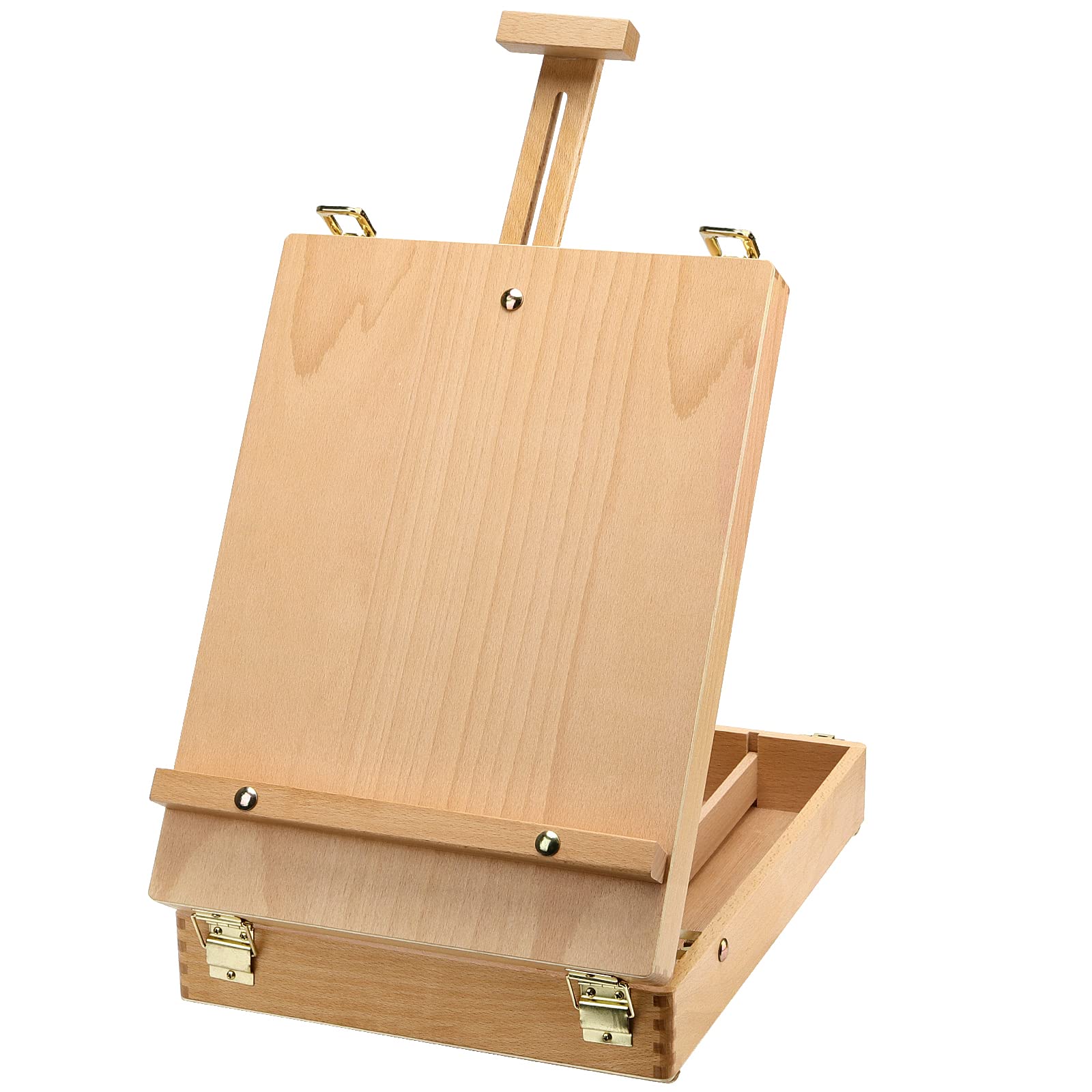 Caballete de mesa de madera, caja de almacenamiento de pintura ajustable, caballete de arte portátil para pintura, dibujo, artistas