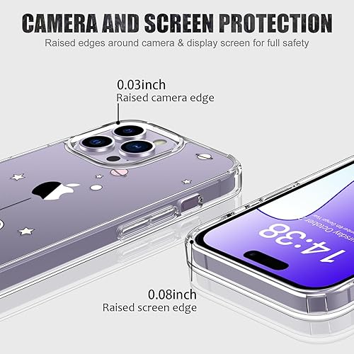 Miniatura 4 de LUHOURI Funda para iPhone 15 Pro Max con protector de pantalla, transparente de acrílico, diseños de moda para mujeres y niñas, funda protectora a