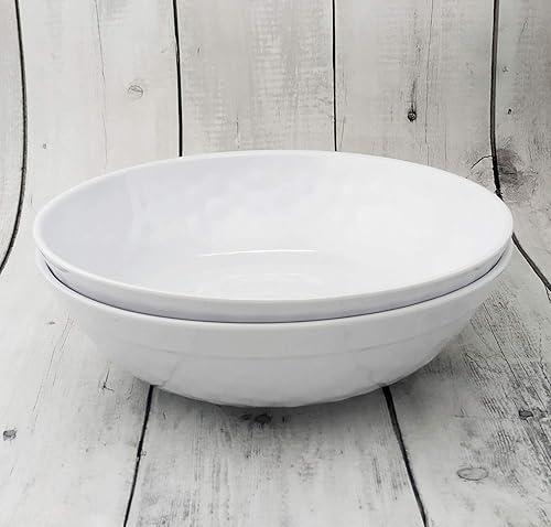 Miniatura 5 de KX-WARE Cuencos de melamina para servir, 2 cuencos de ensalada de 11 pulgadas más grandes, color blanco, 100% cuencos de melamina resistentes a la