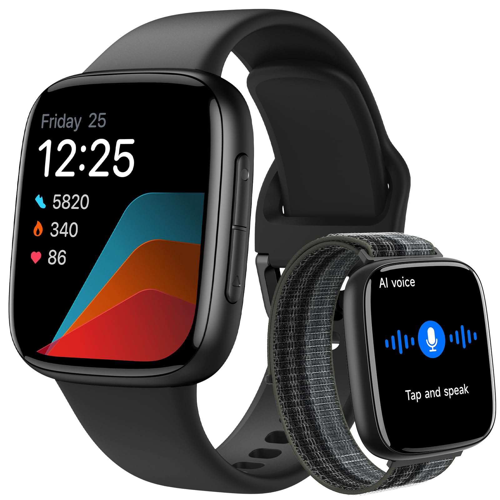 Smartwatch Damen Herren, 1,85″ AMOLED Touchscreen, Fitness Tracker mit Bluetooth Anrufen & KI, Herzfrequenz, SpO2, Schlaf- & Frauenzyklus-Tracking, 100+ Sportmodi, 3ATM Wasserdicht für iOS & Android
