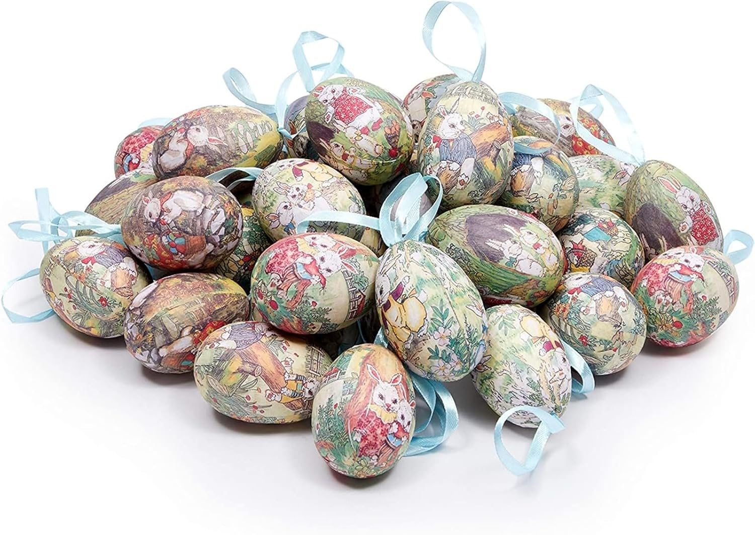 Juvale Plastic Easter Egg Ornaments - 36 Pack, 3 x 1.75 in, Assorted Pastel Hanging Eggs - Easter Basket Stuffers & Kitchen Decoration