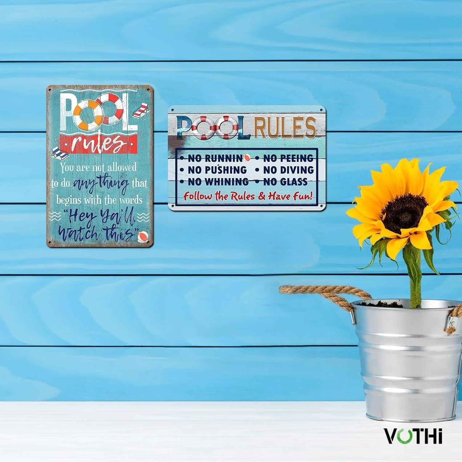 Funny Pool Rules Metal Signs,Pool Signs and Decor Outdoor 8x12 Inch image 4