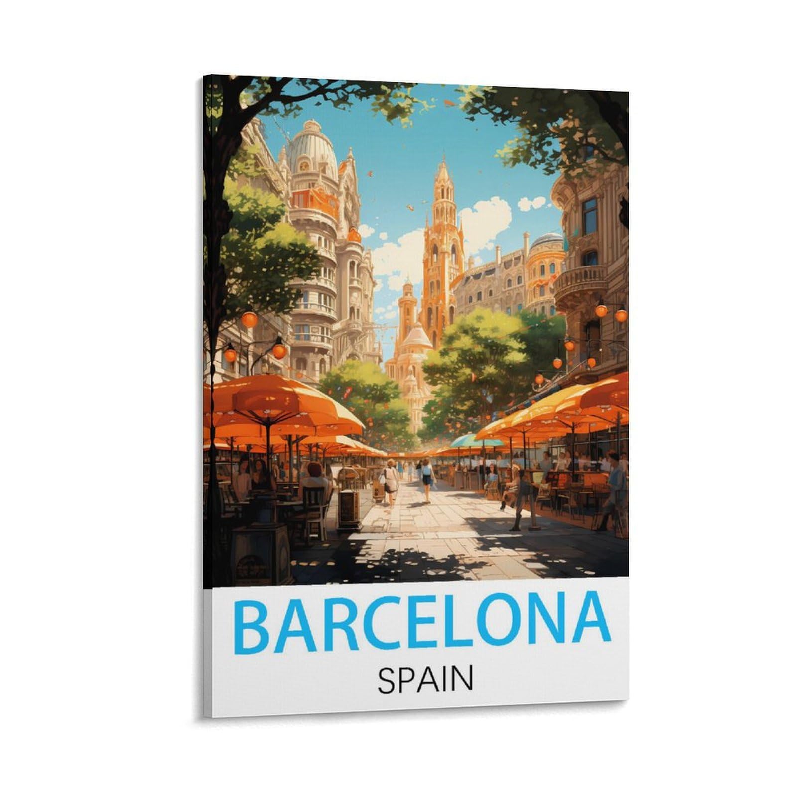 HWJJUII Barcelona Spain Vintage Travel Posters 12x18inch(30x45cm) Canvas Wall Posters And Art Picture Print Modern Family Bedroom Decor Posters