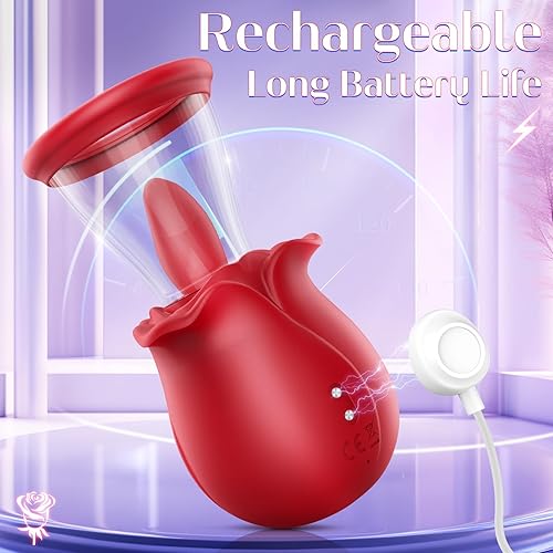 Miniatura 5 de Estimulador sexual de rosa para mujer vibrador de lamer la lengua del clítoris con 10 modos de vibración estimulador de punto G del clítoris del