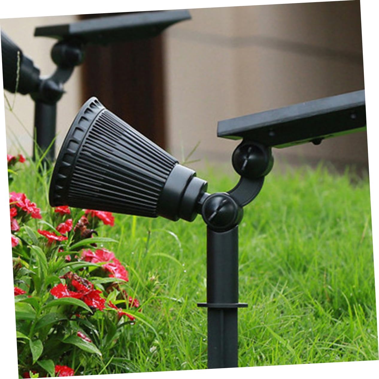 TEHAUX 2Pcs RGB Solar Spotlights with LEDs for Outdoor Lawn and Patio Ground Plug Landscape Lighting Auto Off for Garden