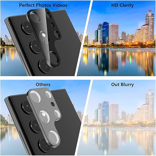 Miniatura 5 de Suoman Paquete de 3 protectores de lente de cámara de vidrio templado para Samsung Galaxy S22 Ultra 5G, protector de lente de cámara para Galaxy S22