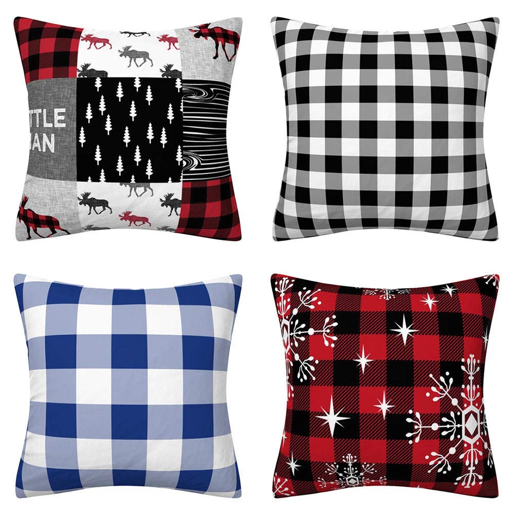 4 Piezas Funda de Almohada 60x60cm Celosía Navideña Fundas de Cojín Terciopelo Sencillo y Decorativo para Sofá Camas Dormitorio Coche Lino Cojines Throw Pillow Covers （24x24in）