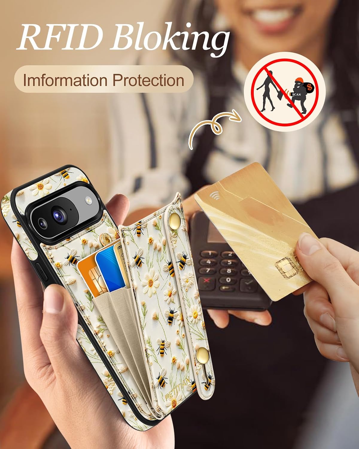 Petitian for Google Pixel 9/9 Pro Wallet Case, Flower image 4