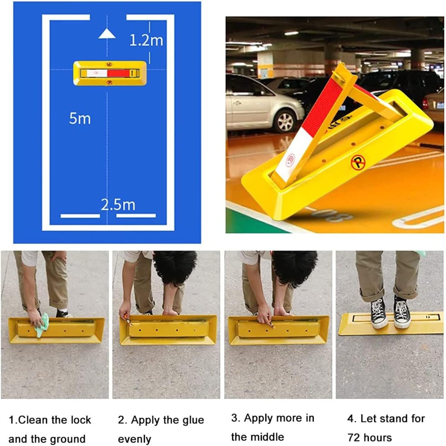 Parking Space Lock,Folding Parking Barrier,Heavy Duty Parking Security Bollards,Car Parking Pole Triangular,Manual Parking Blocker, Car Parking Gadgets,70cm (70cm) (60cm)