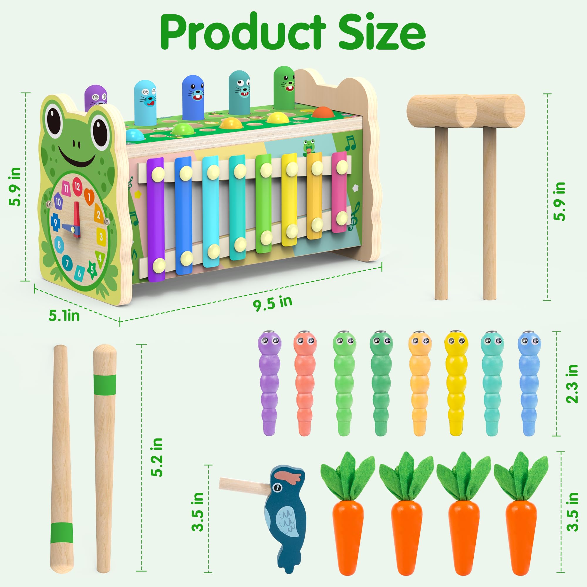 6-in-1 Wooden Montessori Toys for 1 2 3 Year Old, Mole-Tapping Game — Amazon image 7