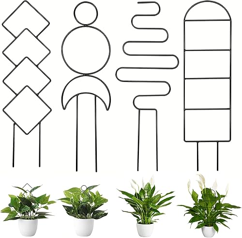 Miniatura 8 de 4 piezas de enrejado para plantas de interior para plantas en macetas, enrejado de metal pequeño para plantas en maceta, mini enrejado para plantas