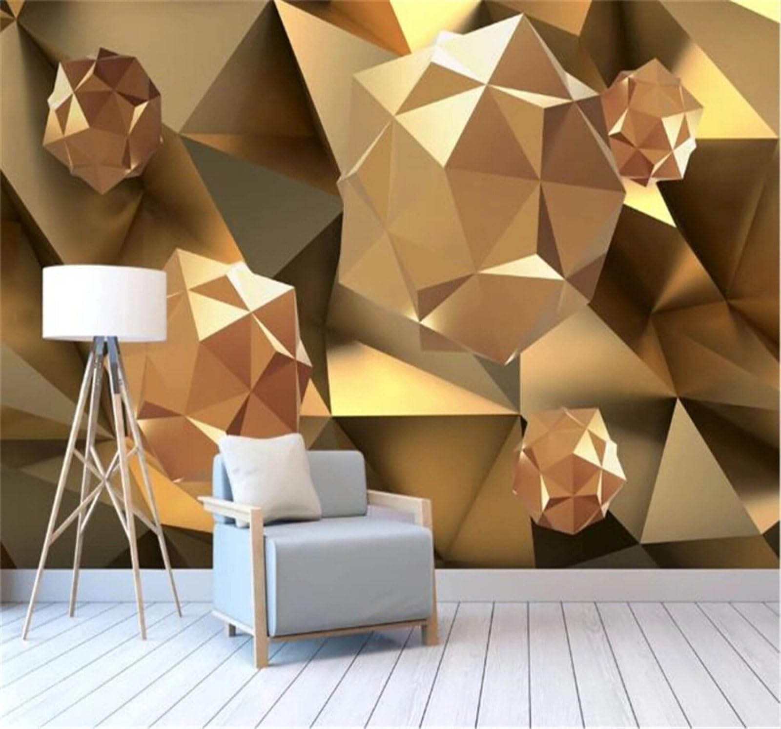 Xlming 430Cm×300Cm(B×H) Abstract Three Dimensional Gold Leaf Geometric Spheres 3D Wallpaper Luxury Home Dining Decor Paste Sofa Living Room The Wall For Bedroom Mural-430Cm×300Cm
