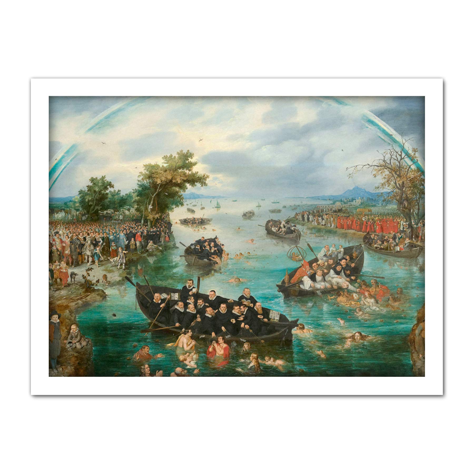 Van De Venne Fishing For Souls Large Framed Wall Art Print - W18 inch x H24 inch