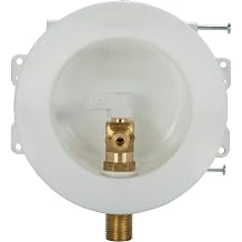 Water-Tite 87989 Mini Round Ice Maker Outlet Box - Quarter-Turn Brass Valve, 1/2-Inch Sweat Connection, White Plastic