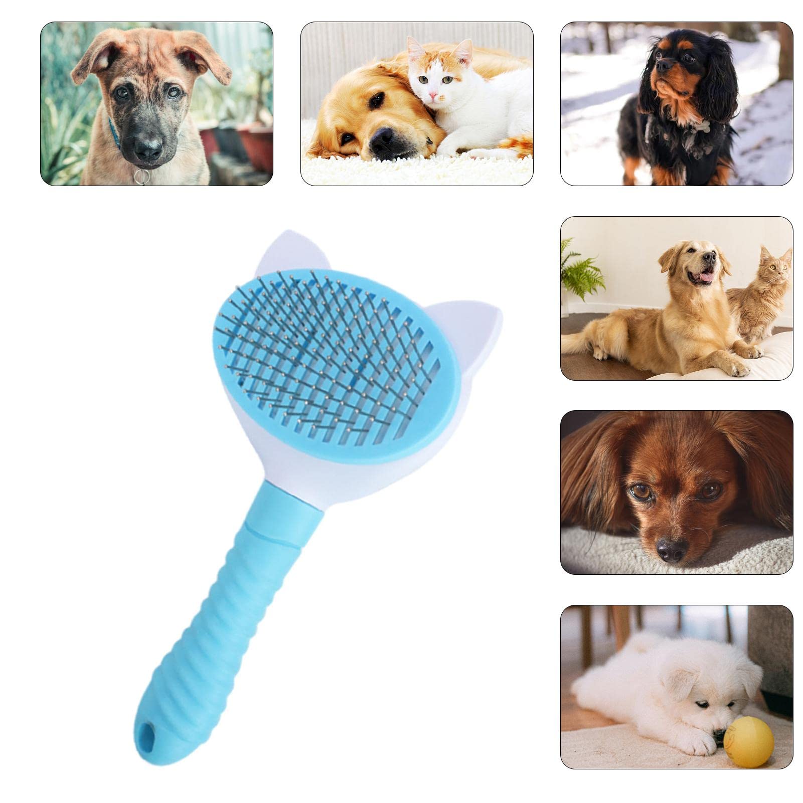 Cepillo desenredador para perros Cepillos para gatos para gatos de interior Cepillo para perros para mudar el cepillo de aseo La herramienta elimina suavemente las alfombrillas sueltas de la capa inte