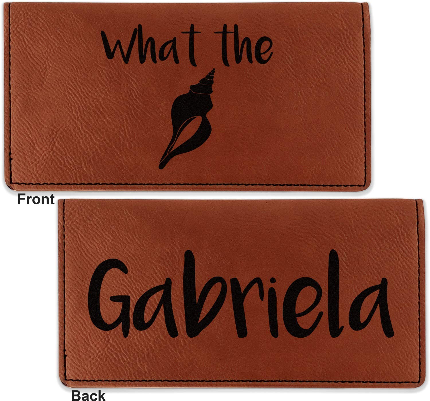 RNK Shops Personalized Preppy Sea Shells Leatherette Checkbook Holder - Double Sided