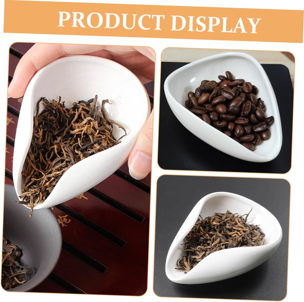 Ceramic Tea Vessel Chinese Tea Scoop Leaf Holder for Loose Tray Spoon for Bean Accessories
