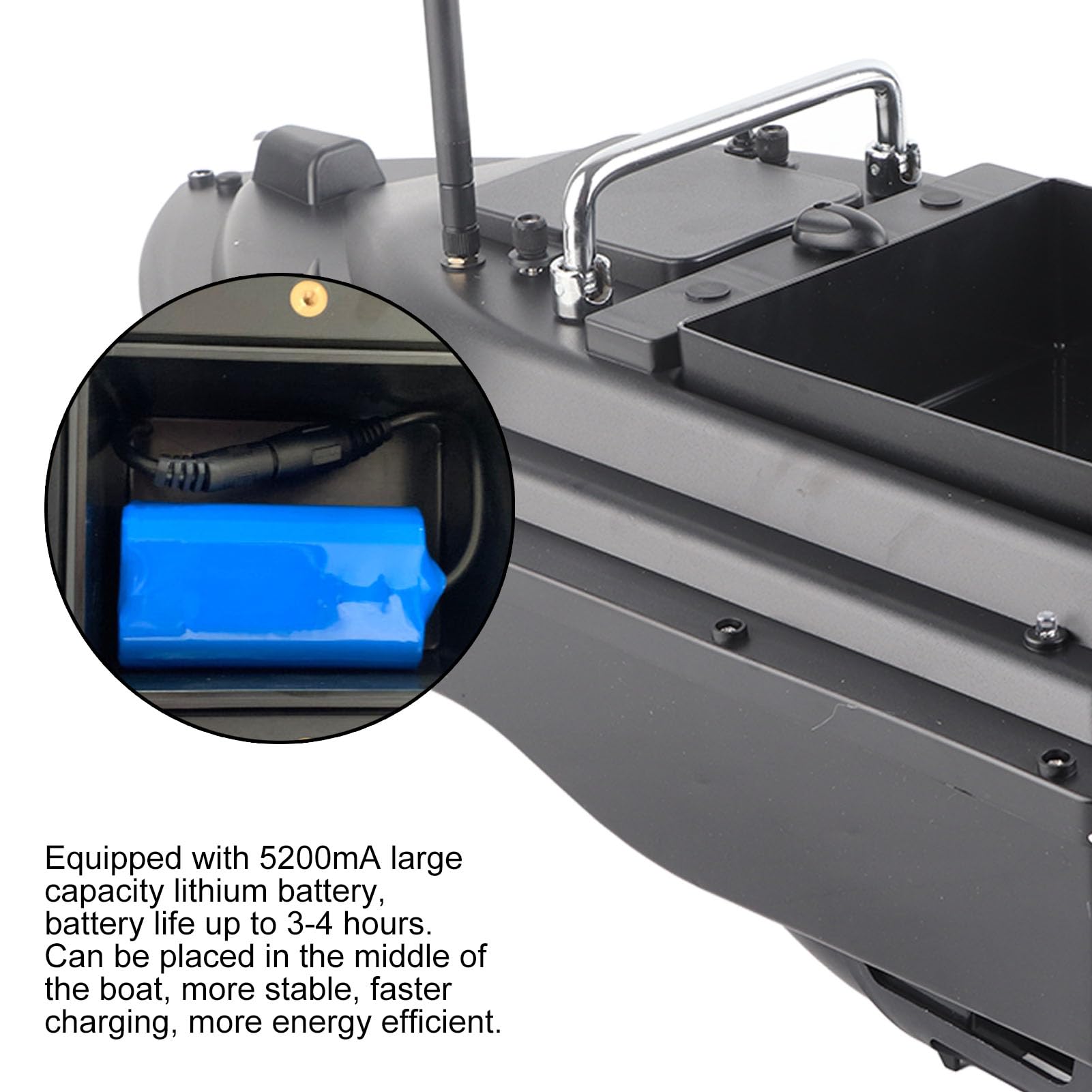 Gonetre GPS 500 m Ferngesteuertes Fischerboot, RC Boot, Ferngesteuertes Boot, 100-240V ABS-Nistboot, Ferngesteuerter Angelköder, Ferngesteuert, Futterboot, Angelzubehör (EU -Stecker)