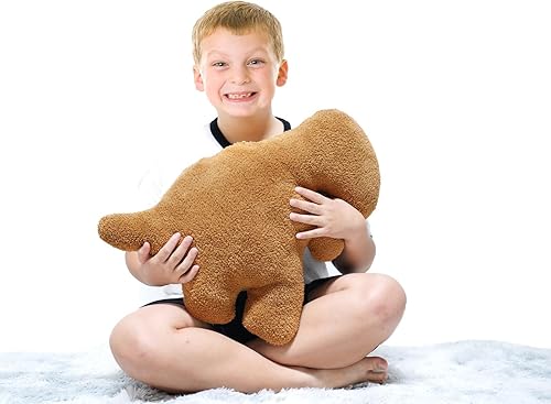 Peluche de pepita de dinosaurio, almohada grande de 20 pulgadas con forma de pepita de dinosaurio, divertida almohada de pepitas de pollo con