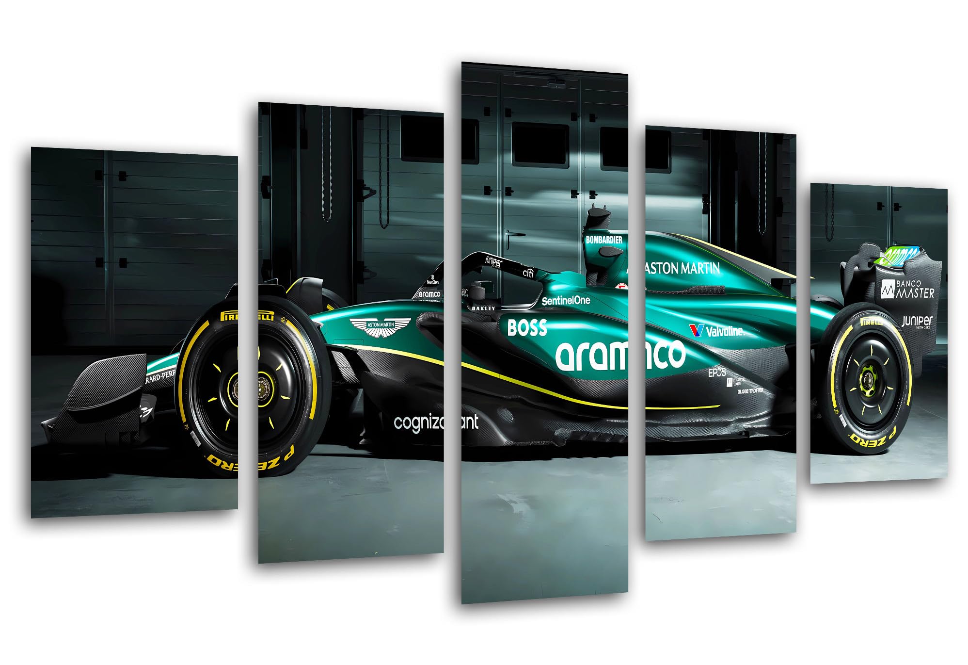 Set 3 Poster Da Parete Formula 1 2024 - Aston Martin AMR24 Di Fernando Alonso - Stampe Su Carta Lucida 140g - Dimensioni Totali 165x62 Cm - 3