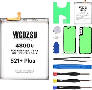 Battery Replacement for Samsung Galaxy S21+ Plus High Capacity 4800mAh EB-BG996ABY New 0 Cycle Li-Polymer Battery for Samsung S21+ Plus with Full Tool Kit SM-G996B