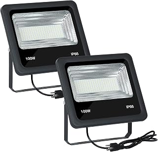 2 PCS 100W LED Flood Light Outdoor 6500K Daylight White FloodLight Lamp 100 Watt IP65 Waterproof