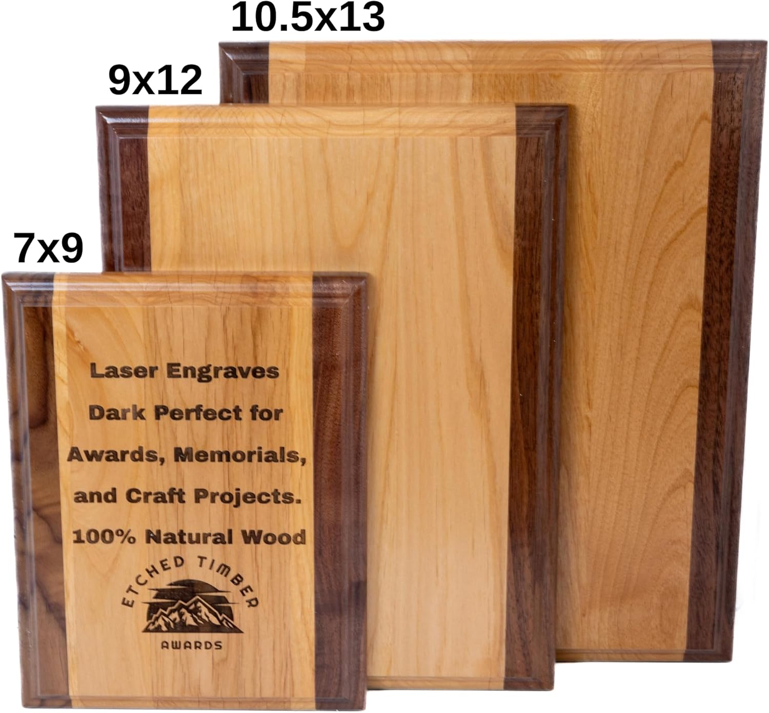 Genuine Red Alder Wood Plaque Blank, 3/4 Inch Thick Award and Craft Plaque, Ideal for DIY Projects, Arts & Crafts, Engraving, and Memorials (Red Alder+ Walnut Sides, 9x12 inch)