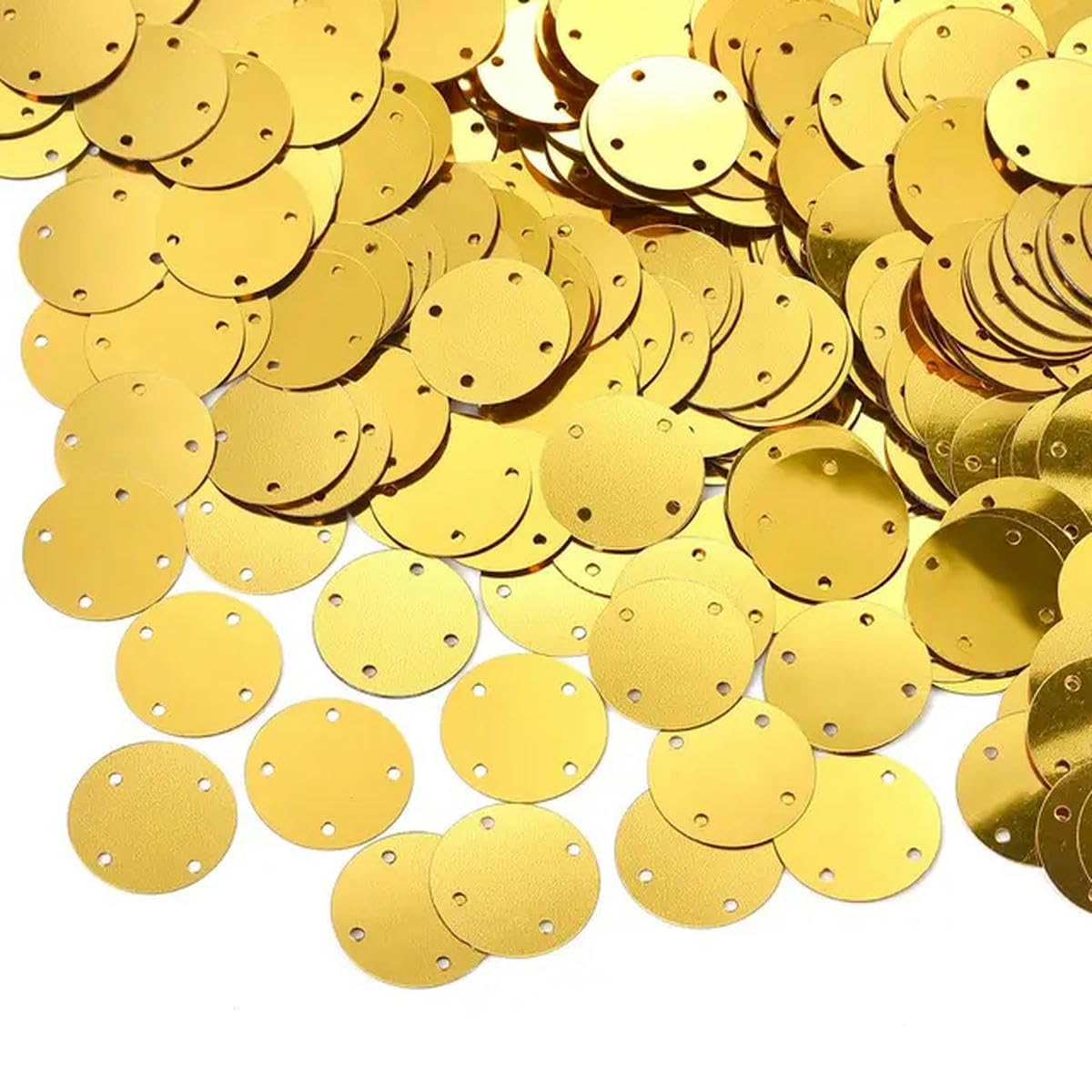 Cekiny do przyszywania, Okrągłe cekiny DIY z 4 otworami, 50 g, wielokolorowe, różne rozmiary(Gold 20MM)