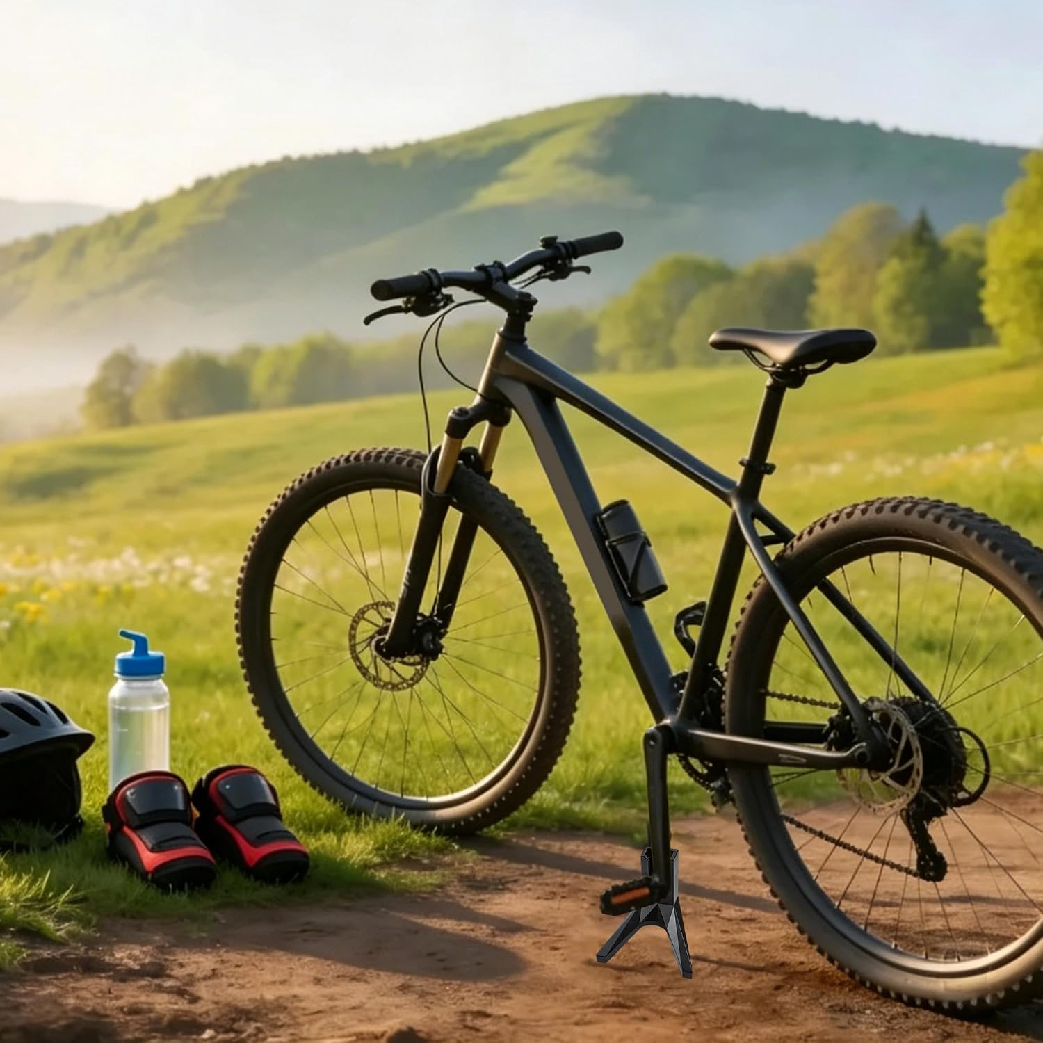 Bike Kickstand - Portable Bike Stand Mountain Bike Kick Stand for Kids Bike Adult Bike for Mountain Bike MTB Bike Road Bike Fits 24-29" Bicycles Heavy Duty Quick Stop Indoor & Outdoor Use