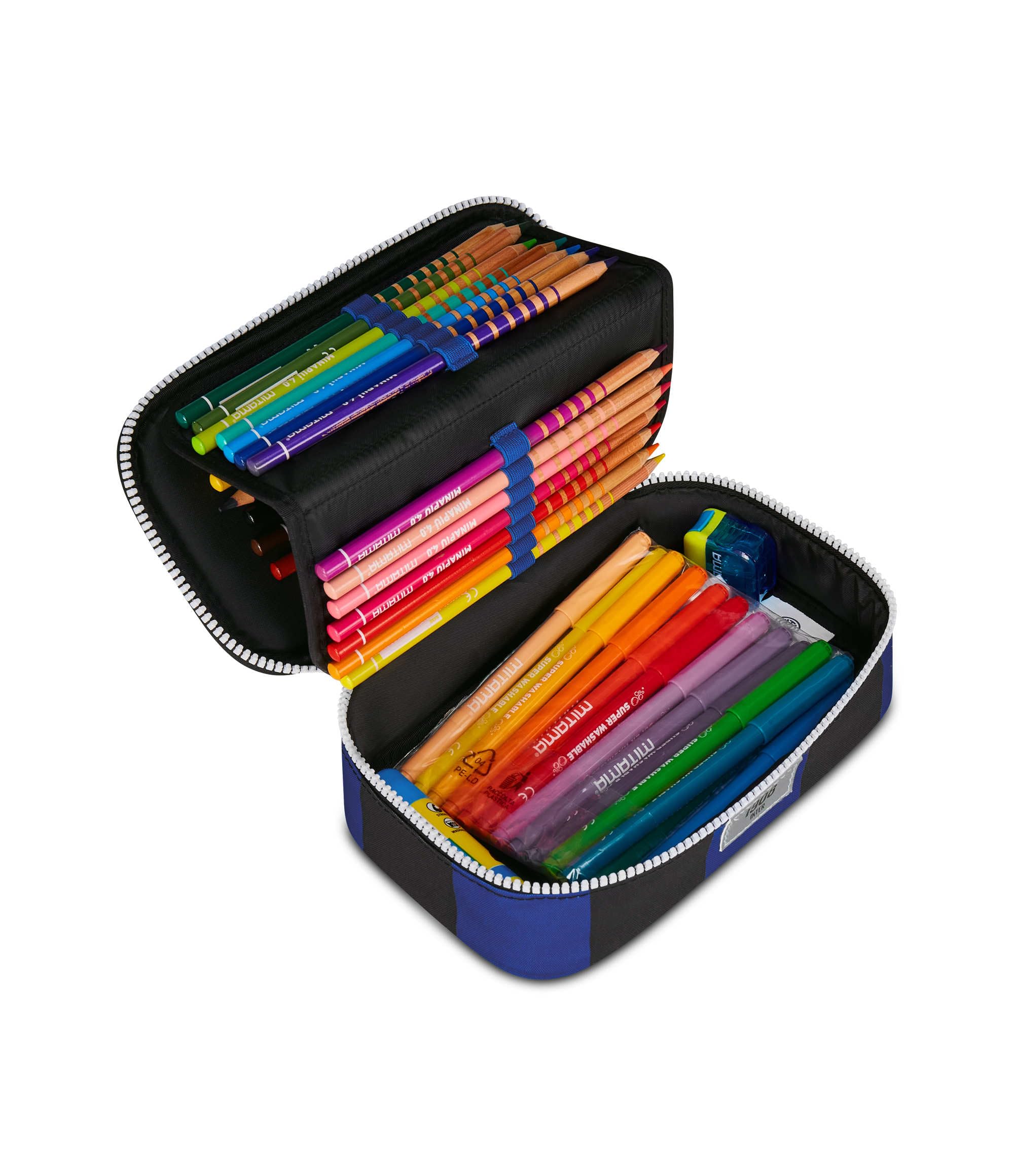 Seven Inter Astuccio Scuola Quick Case, Blu, Portapenne Completo di Penne, Matite, Colori, Scuola Elementare e Media, Bambino, Calcio