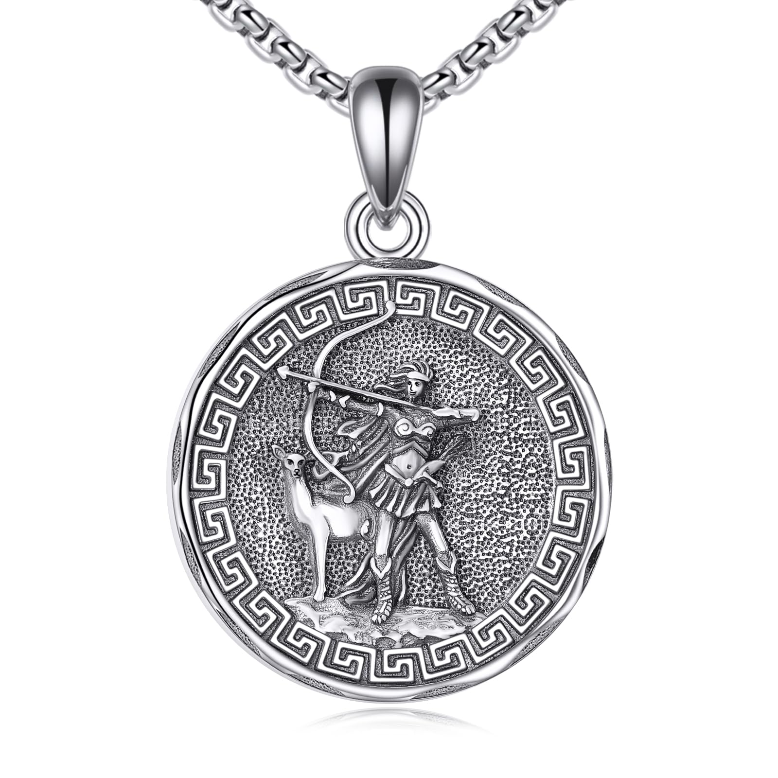 YFN Collar de Dios Griego de plata de ley con colgante protector religioso para mujeres y hombres